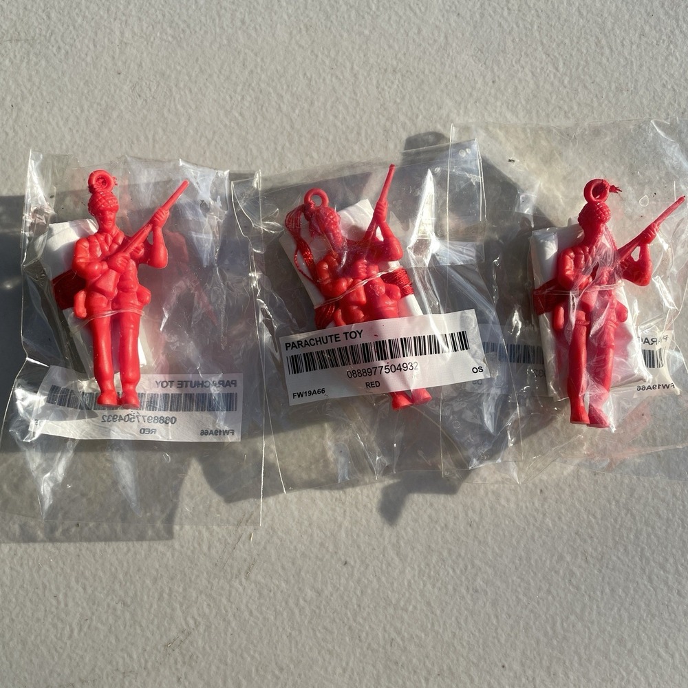 New x3 Supreme Parachute Toy Paratrooper Mini Army Man Red White FW19 Pack of 3
